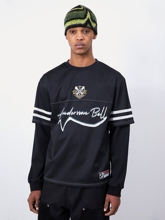 [andersson bell] FOOTBALL LAYERED LONG SLEEVE T-SHIRT atb1380m(BLACK)