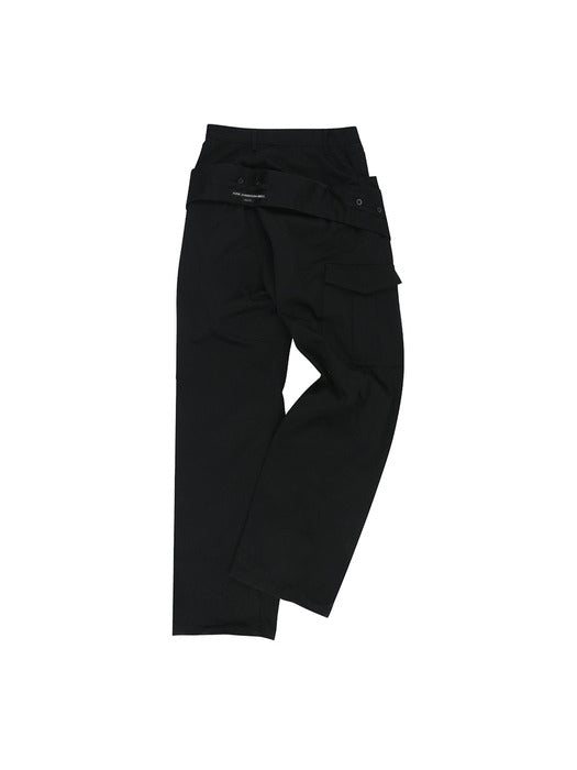 [andersson bell] UNISEX DOUBLE WAIST WORK WIDE-LEG JEANS apa834u(BLACK)
