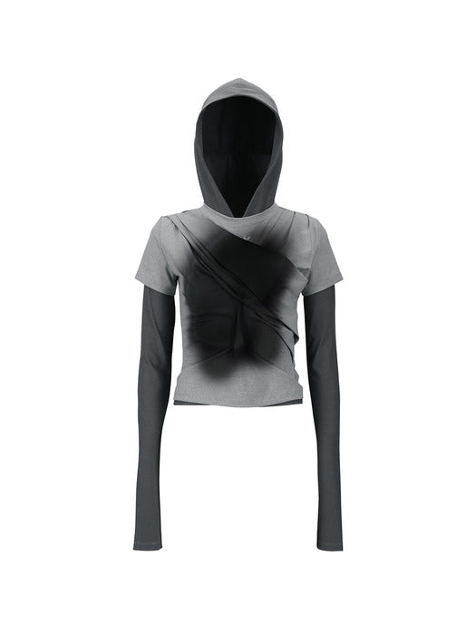 [andersson bell] GATHERED HOODIE JERSEY TOP atb1395w(GREY)