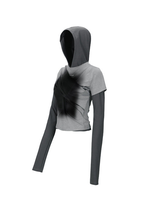 [andersson bell] GATHERED HOODIE JERSEY TOP atb1395w(GREY)