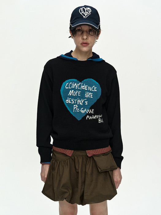 [andersson bell] GIRLS HEART MESSAGE CREW-NECK SWEATER atb1464w(BLACK)