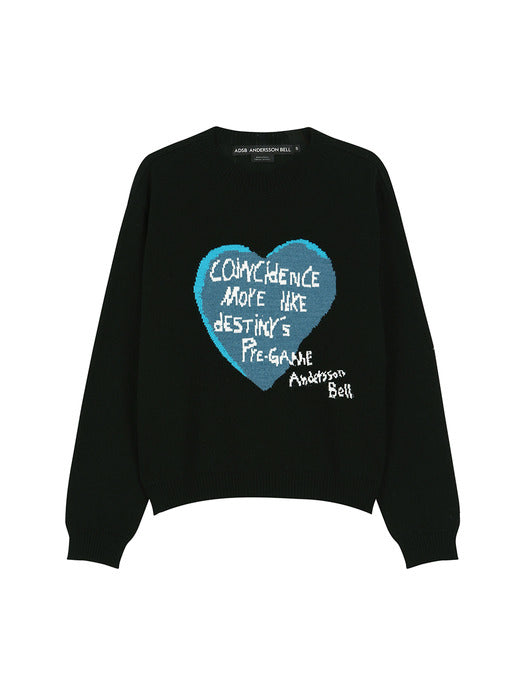 [andersson bell] GIRLS HEART MESSAGE CREW-NECK SWEATER atb1464w(BLACK)