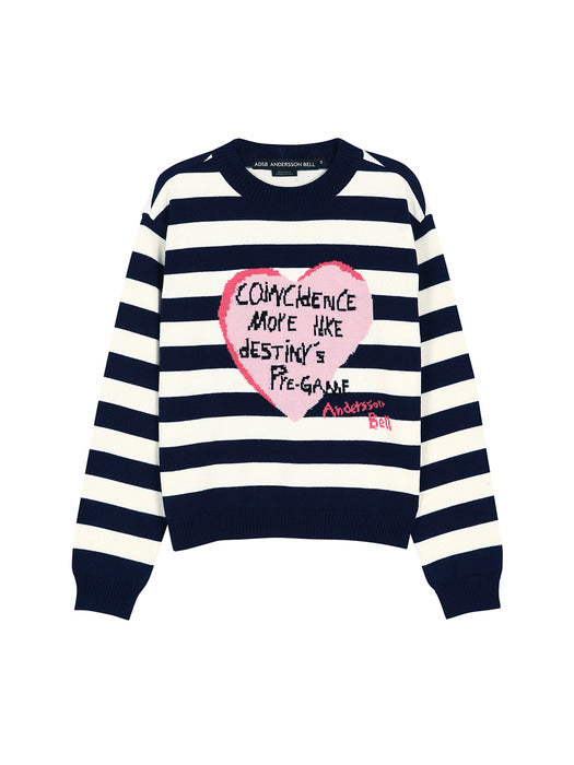 [andersson bell] GIRLS HEART MESSAGE CREW-NECK SWEATER atb1464w(NAVY/IVORY)
