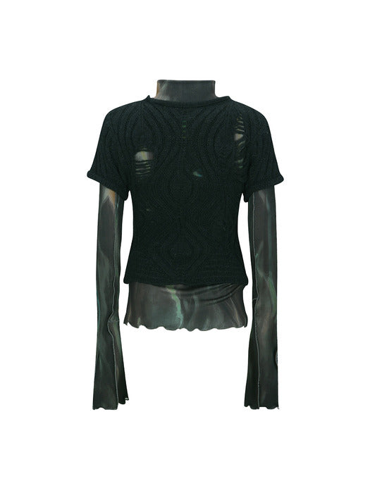 [andersson bell] CAP SLEEVE SWEATER LAYERED TOP atb1352w(BLACK)