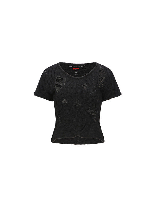 [andersson bell] CAP SLEEVE SWEATER LAYERED TOP atb1352w(BLACK)