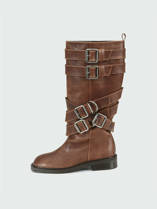 [andersson bell] LAYERED STRAP BOOTS aaa484w(BROWN)