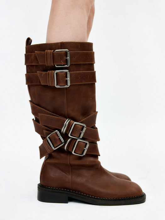 [andersson bell] LAYERED STRAP BOOTS aaa484w(BROWN)