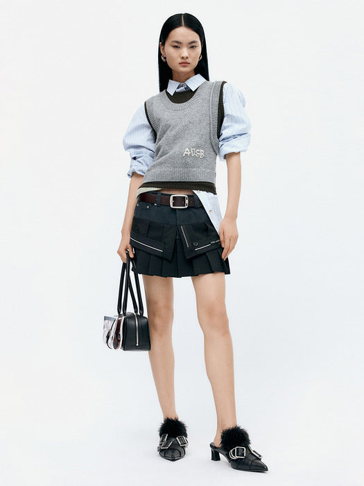 [andersson bell] INSIDE OUT PLEATS SKIRT apa844w(BLACK)