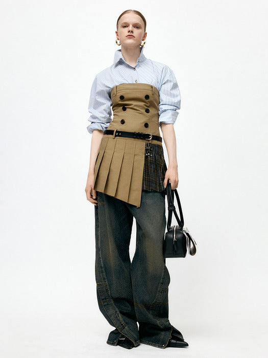 [andersson bell] DOUBLE PLEATS TRENCH DRESS atb1366w(KHAKI)