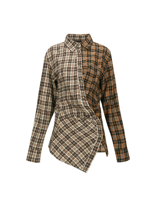 [andersson bell] TWIST CHECK SHIRTS atb1361w(BROWN)