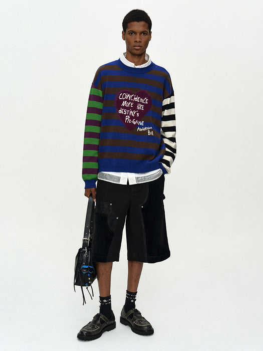 [andersson bell] BOYS HEART MESSAGE CREW-NECK SWEATER atb1453m(BLUE/GREEN)