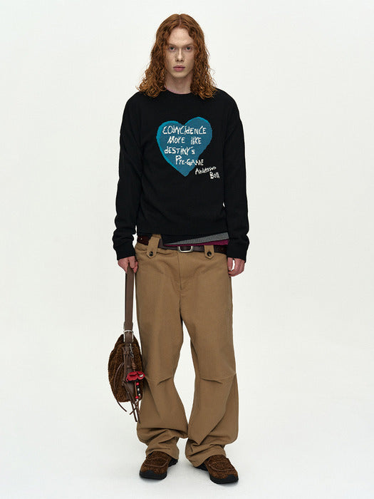 [andersson bell] BOYS HEART MESSAGE CREW-NECK SWEATER atb1453m(BLACK)