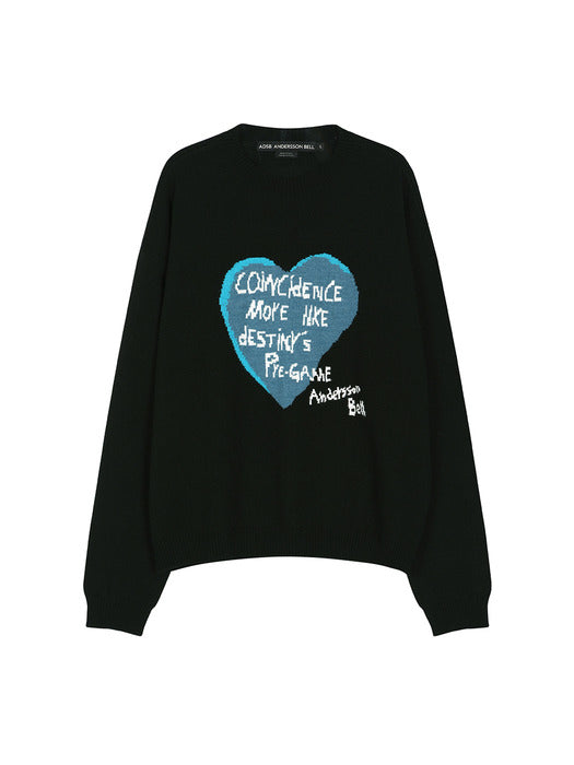 [andersson bell] BOYS HEART MESSAGE CREW-NECK SWEATER atb1453m(BLACK)