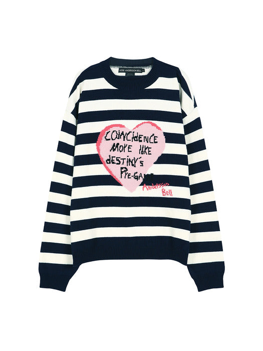 [andersson bell] BOYS HEART MESSAGE CREW-NECK SWEATER atb1453m(NAVY/IVORY)