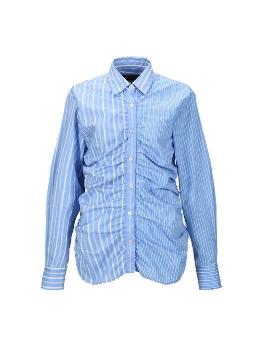 [andersson bell] STRIPE SHIRRING SHIRT atb1398w(BLUE)