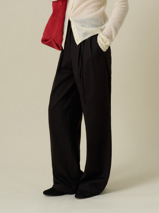 Mango Maniplease Bian Wide Tuck Pants Black