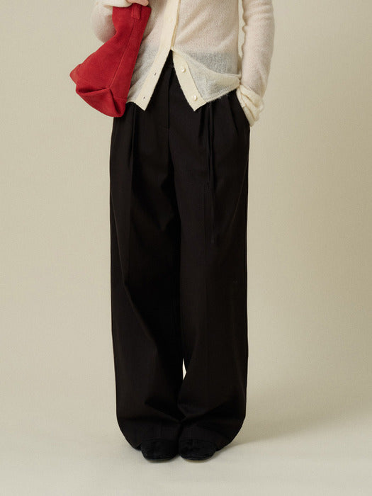 Mango Maniplease Bian Wide Tuck Pants Black