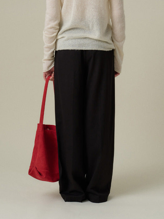 Mango Maniplease Bian Wide Tuck Pants Black