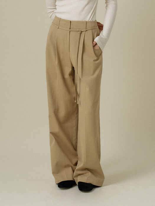 Mango Maniplease Bian Wide Tuck Pants Beige