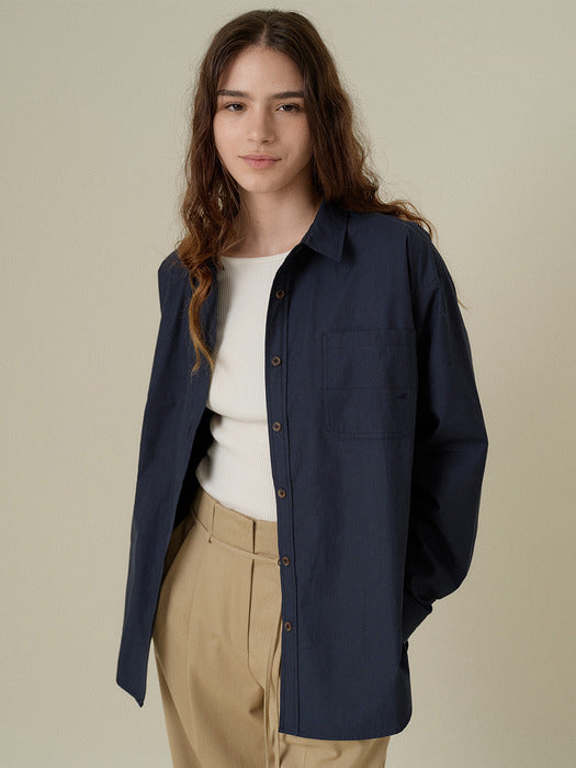 Mango Maniplease Duono Cotton Shirt Navy