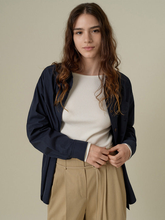 Mango Maniplease Duono Cotton Shirt Navy