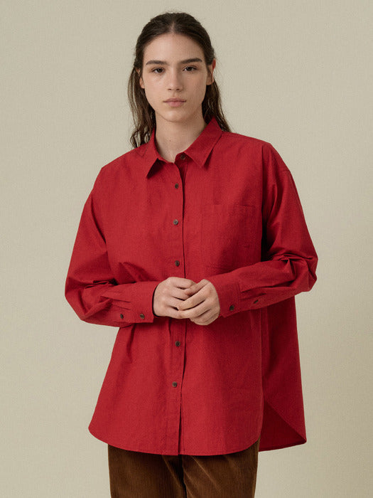 Mango Maniplease Duono Cotton Shirt Red