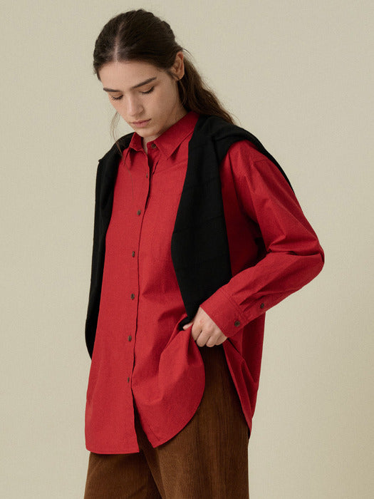 Mango Maniplease Duono Cotton Shirt Red