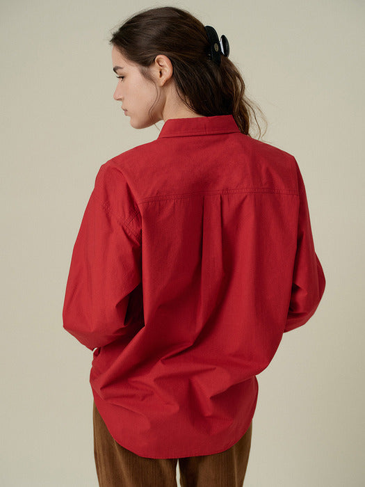 Mango Maniplease Duono Cotton Shirt Red