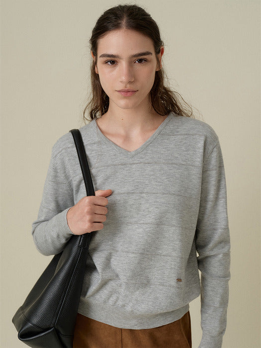 [wconcept_mango_maniplease] Liva V Neck KNIT_LIGHT Grey