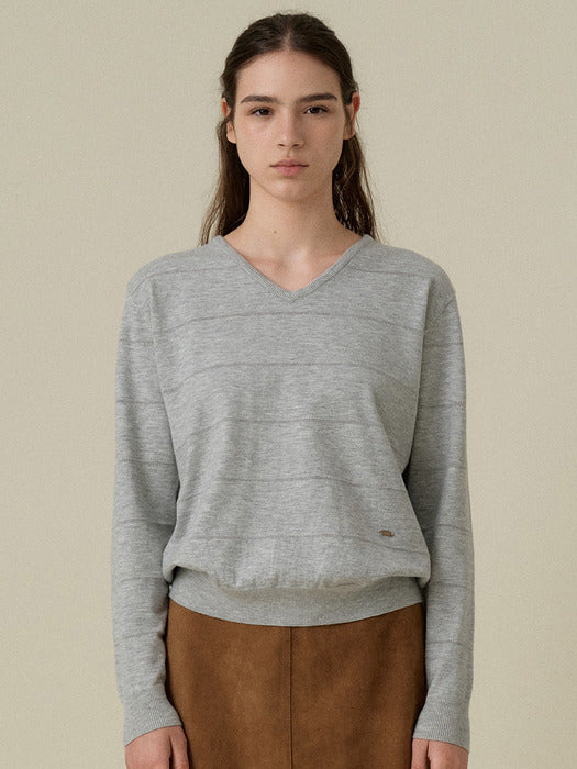 [wconcept_mango_maniplease] Liva V Neck KNIT_LIGHT Grey