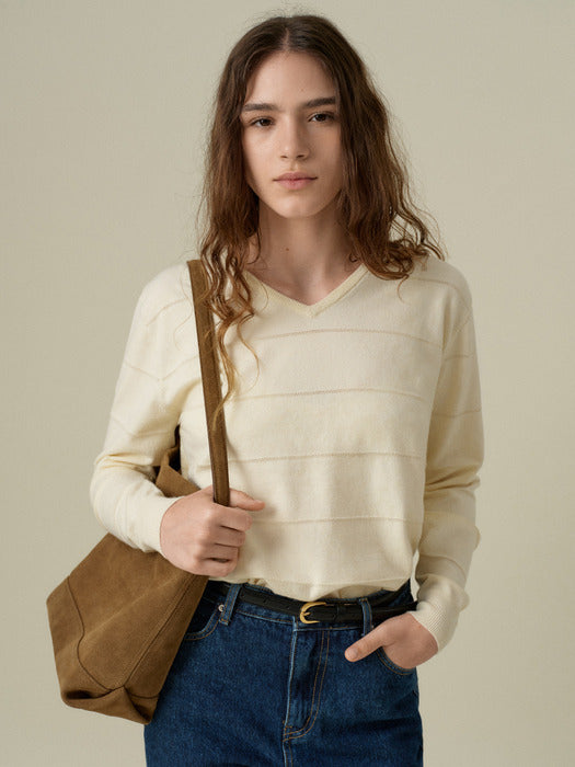 Wconcept_Mango_Maniplease Mango Maniplease Liva V Neck Knit - Cream
