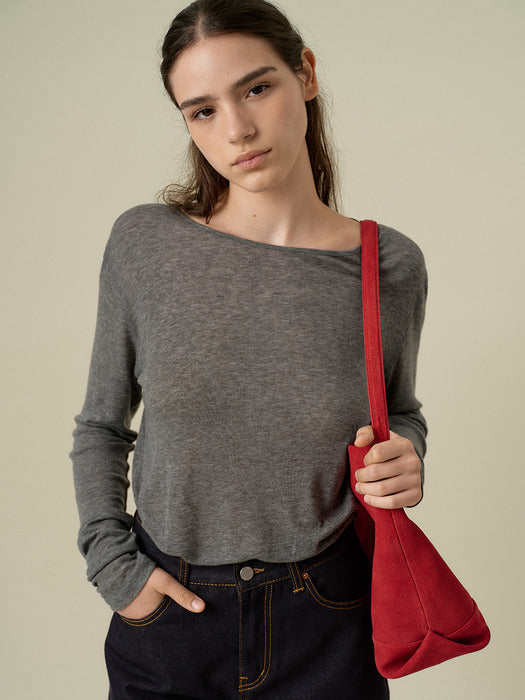 Wconcept_Mango_Maniplease Mango Maniplease Paper Tee - Melange Grey