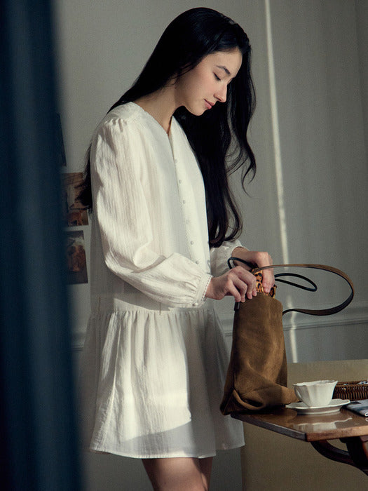 Mango Maniplease Ray Shirring One Piece Ivory