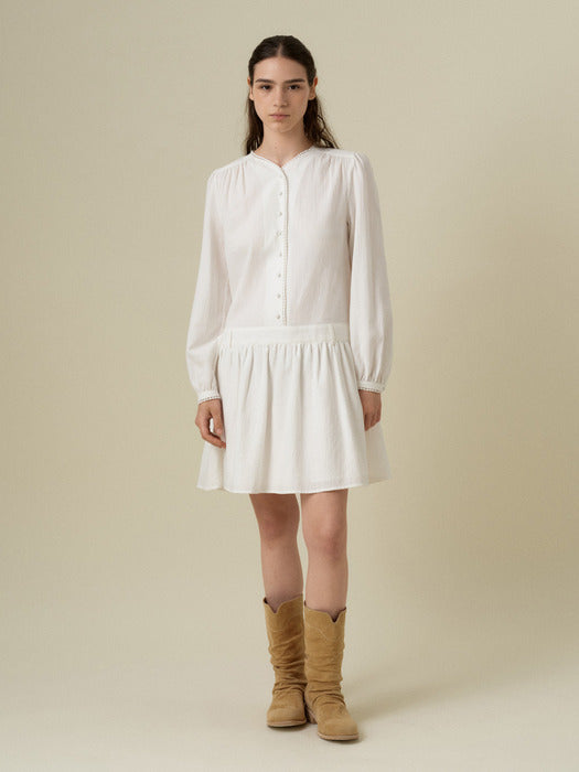 Mango Maniplease Ray Shirring One Piece Ivory