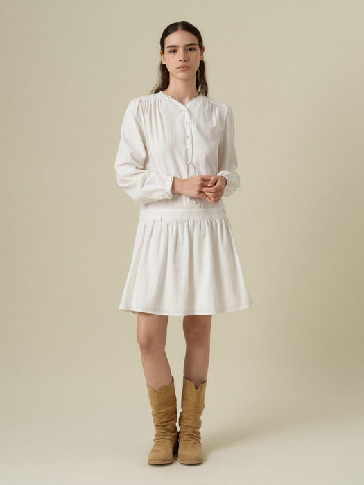 Mango Maniplease Ray Shirring One Piece Ivory