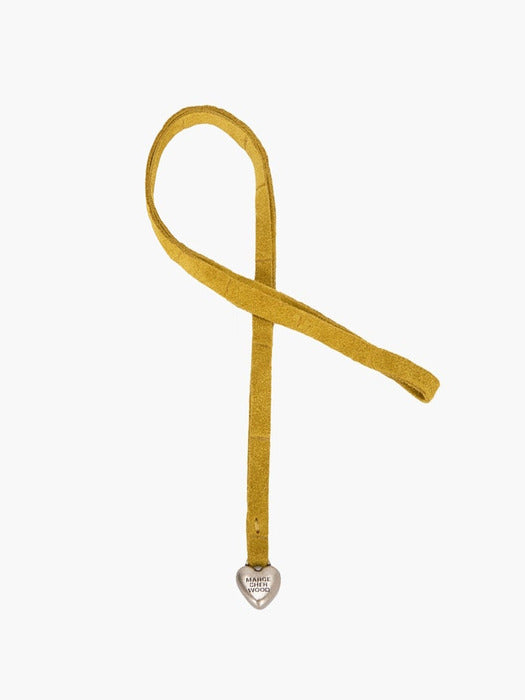 HEART CHARM_mustard croc-effect suede