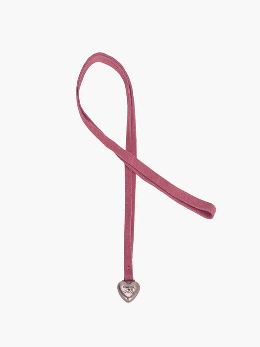 HEART CHARM_pink croc-effect suede
