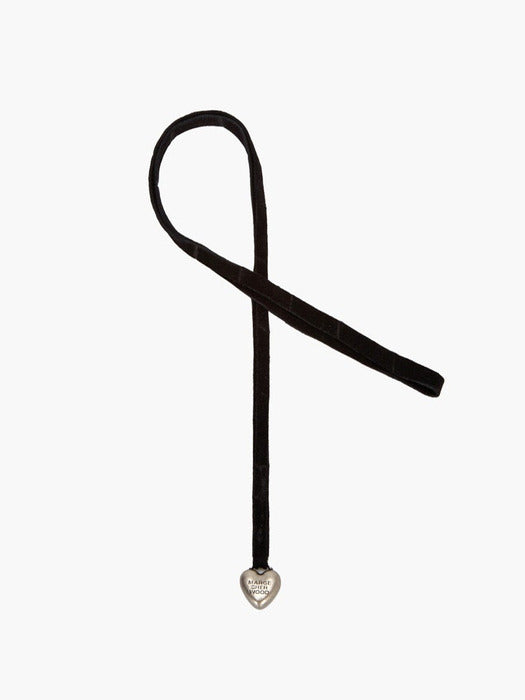 HEART CHARM_black croc-effect suede