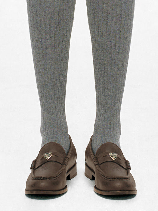 MARGE HEART LOAFERS_washed brown pull-up
