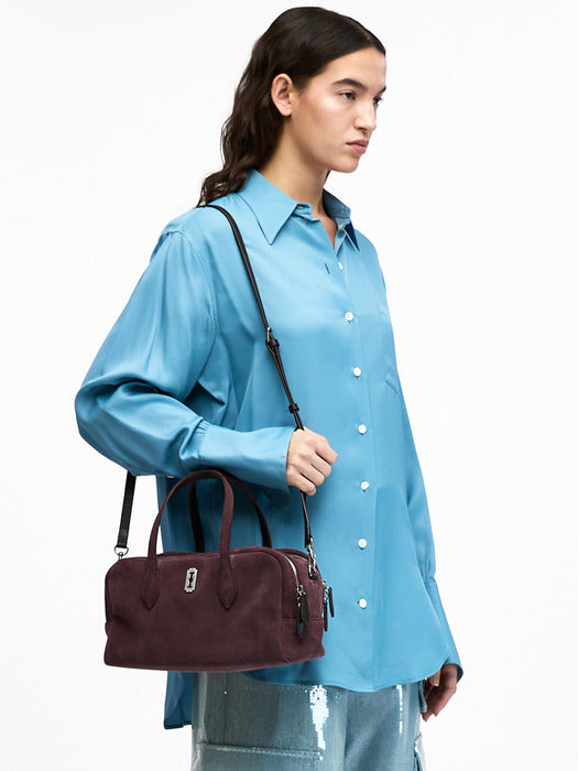Vunque Halfmoon Two Block Suede Tote S Rum Brown