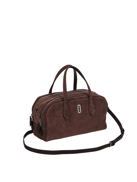 Vunque Halfmoon Two Block Suede Tote S Rum Brown