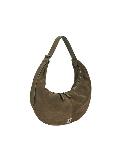 Vunque Halfmoon Baggy Suede Hobo L Musk Khaki