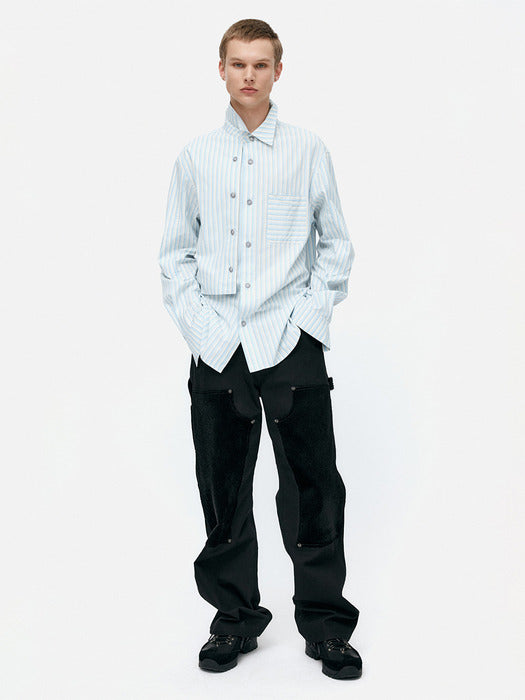 [andersson bell] STRIPE LAYERED SHIRT atb1369m(BLUE)