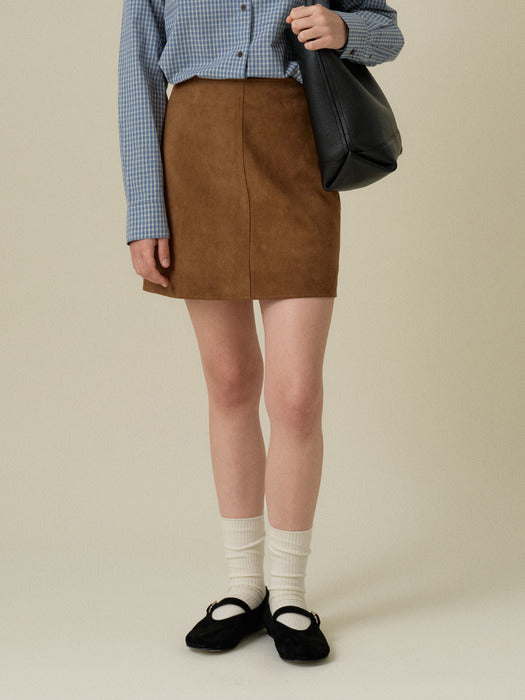 Wconcept_Mango_Maniplease Mango Maniplease Oil Suede Mini Skirt - Camel Brown