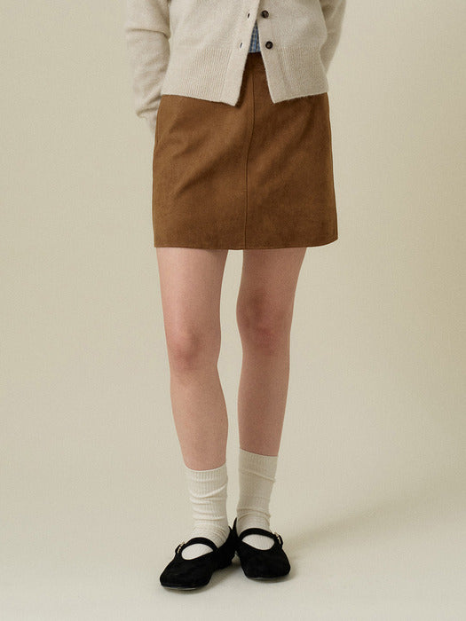 Wconcept_Mango_Maniplease Mango Maniplease Oil Suede Mini Skirt - Camel Brown