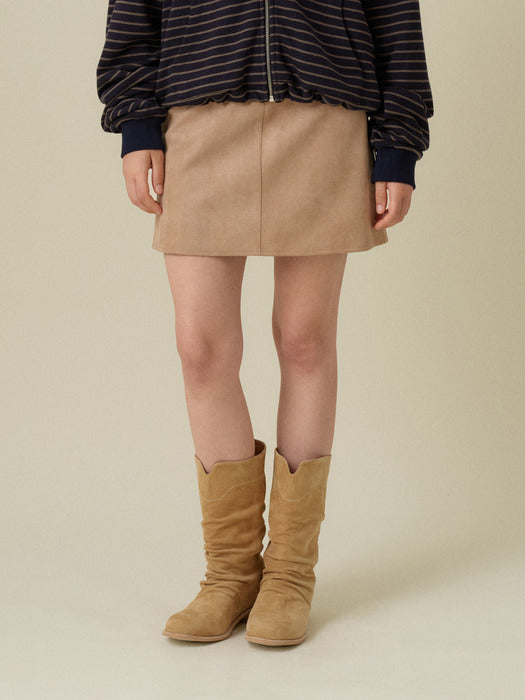 Wconcept_Mango_Maniplease Mango Maniplease Oil Suede Mini Skirt - Beige