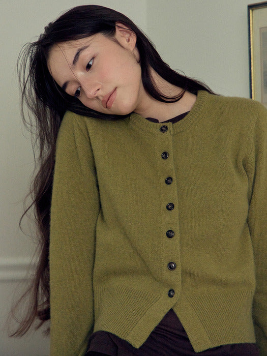 Mango Maniplease Sol Button Cardigan Olive
