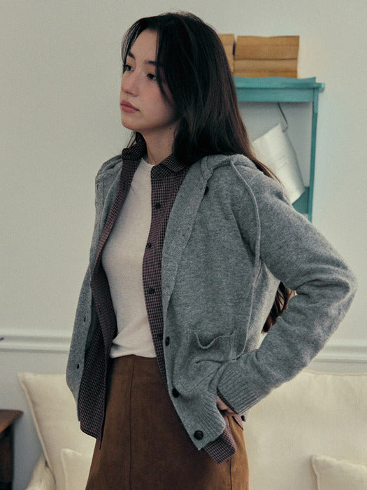 [Mango Maniplease] Colin Hood Knit CARDIGAN_MELANGE Grey
