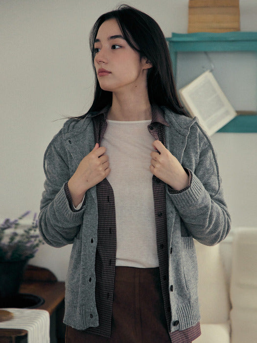 [Mango Maniplease] Colin Hood Knit CARDIGAN_MELANGE Grey