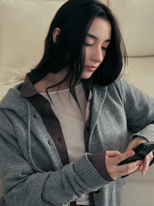 [Mango Maniplease] Colin Hood Knit CARDIGAN_MELANGE Grey